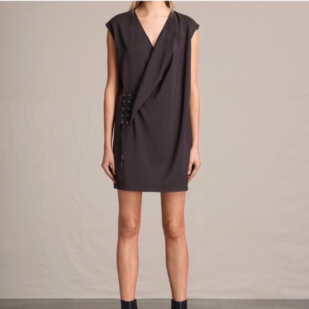 All Saints Aures Dress with side lace up (Size 4)